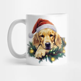 Lazy Golden Retriever Dog at Christmas Mug